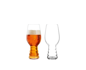 SPIEGELAU Craft Beer Glasses IPA filled with a drink on a white background