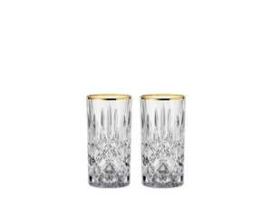 NACHTMANN Noblesse Gold Long Drink Glass filled with a drink on a white background