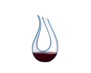 RIEDEL Amadeo Decanter - blue filled with a drink on a white background