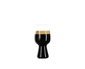 SPIEGELAU Craft Beer Glasses Stout Glass filled with a drink on a white background