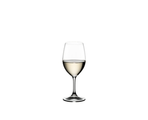 RIEDEL Ouverture White Wine filled with a drink on a white background