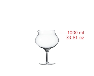 SPIEGELAU Graal Decanter 1,0l filled with a drink on a white background