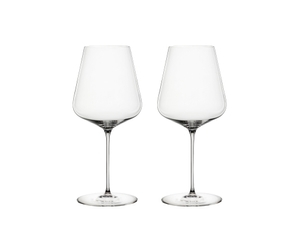 SPIEGELAU Definition Bordeaux Glass filled with a drink on a white background