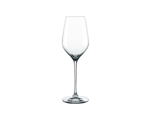 SPIEGELAU Topline White Wine Glass filled with a drink on a white background