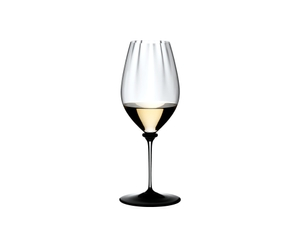 RIEDEL Fatto A Mano Performance Riesling - black base filled with a drink on a white background