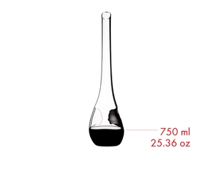 RIEDEL Black Tie Face to Face Decanter filled with a drink on a white background