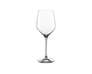 SPIEGELAU Topline Bordeaux filled with a drink on a white background