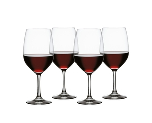 SPIEGELAU Vino Grande Bordeaux filled with a drink on a white background