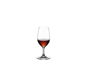 RIEDEL Vinum Port filled with a drink on a white background