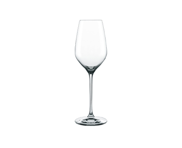 SPIEGELAU Topline White Wine Glass filled with a drink on a white background