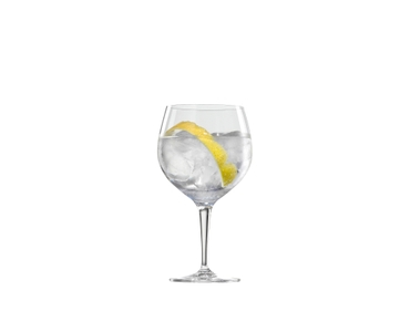 SPIEGELAU Special Glasses Gin & Tonic Stemmed filled with a drink on a white background