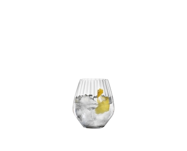 SPIEGELAU Special Glasses Gin & Tonic Tumbler filled with a drink on a white background