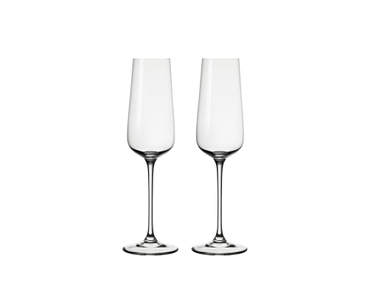 SPIEGELAU Capri Champagne Flute filled with a drink on a white background