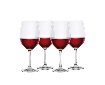SPIEGELAU Winelovers Bordeaux Glass filled with a drink on a white background