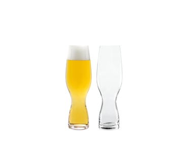 SPIEGELAU Craft Beer Glasses Craft Pils filled with a drink on a white background