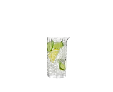 SPIEGELAU Capri Mixing Glass filled with a drink on a white background