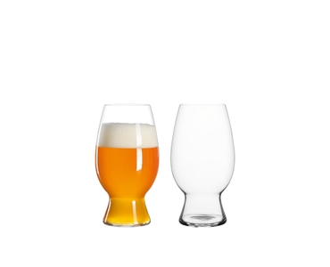 SPIEGELAU Craft Beer Glasses American Wheat Beer filled with a drink on a white background