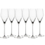 SPIEGELAU Definition Champagne Glass filled with a drink on a white background