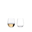 RIEDEL The O Wine Tumbler Viognier/Chardonnay filled with a drink on a white background