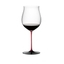 RIEDEL Black Series Collector's Edition Burgundy Grand Cru filled with a drink on a white background