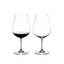 RIEDEL Vinum New World Pinot Noir filled with a drink on a white background