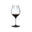 RIEDEL Fatto A Mano Performance Pinot Noir - black base filled with a drink on a white background