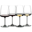 RIEDEL Winewings Tasting Set filled with a drink on a white background