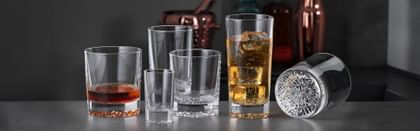 Various bar glasses lined up