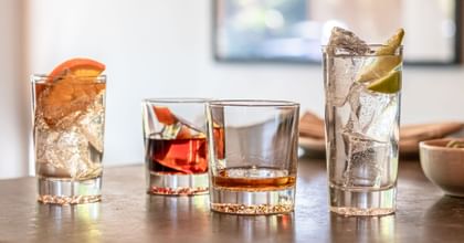cocktail glasses on table