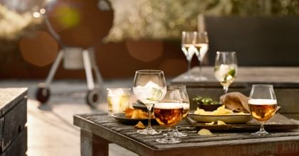 wine glasses on table outside