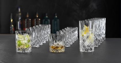 various bar glasses lined up