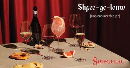 Spiegelau Australia Rebrand image of Authentis with tagline Unpronounceable