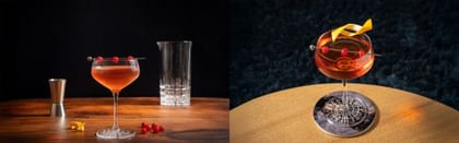 Cranberry Manhattan served in Spiegelau Perfect Serve